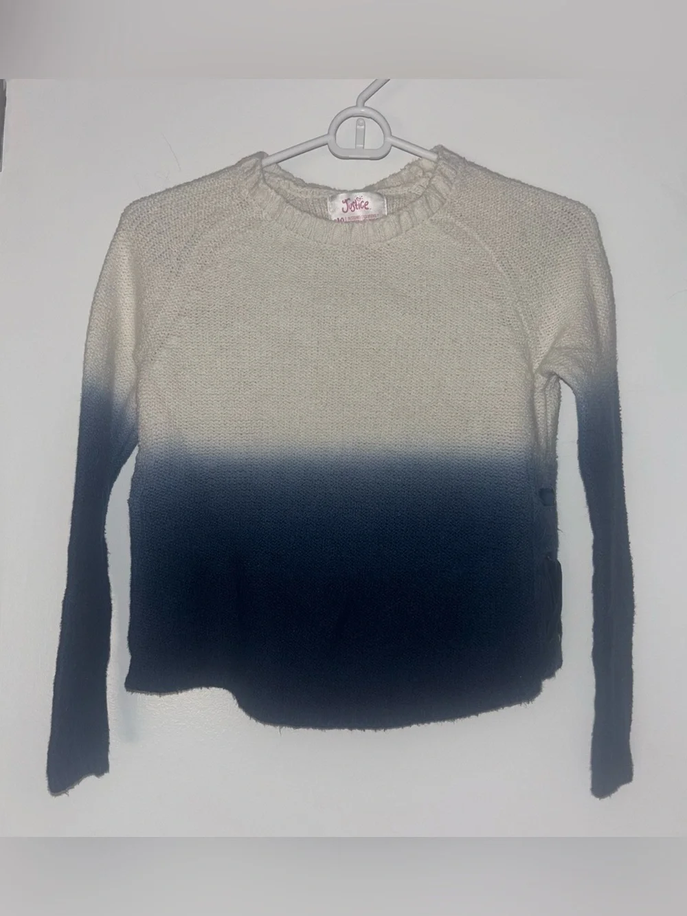 Justice Ombre Crewneck Sweater - Cream to Navy Blue